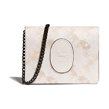 COACH Accordion Card Case Canvas With Leather Card Holder Women's Pink White