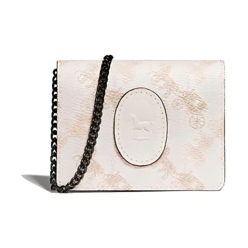 COACH Accordion Card Case Canvas With Leather Card Holder Women's Pink White