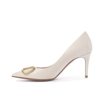Valentino VLogo Signature Slim Heel High Heels 8cm Women's Light Ivory White
