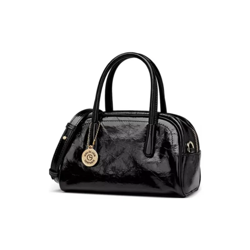 GOLDLION Cow Leather Shoulder Bag, Crossbody Bag, Handbag Trumpets Women's Ecru/Black/Brown/Gray-7