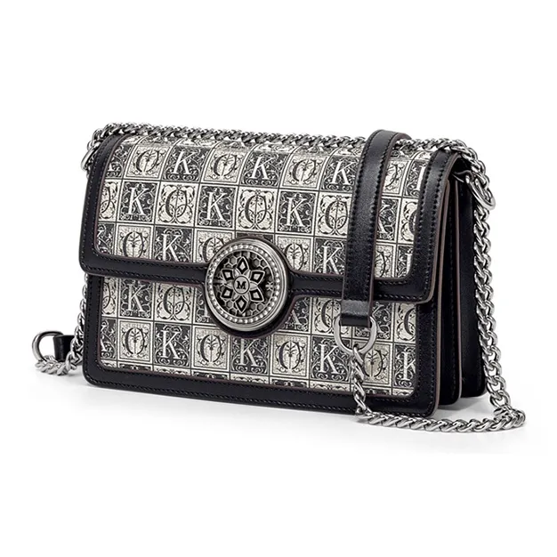 Simvay Clos PVC And Synthetic Leather Shoulder Bag Crossbody Bag Shoulder Bag Small Size Women's Gray Print/Black Print-8