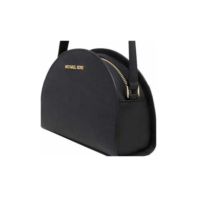 MICHAEL KORS Jet Set Travel Cross Grain Cow Leather Crescent Bag Clutch Shoulder Bag Crossbody Bag Women's Black-3