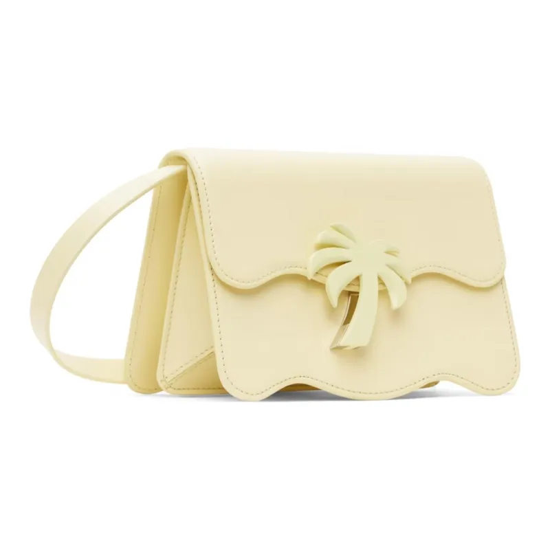 PALM ANGELS Grained Calfskin Shoulder Bag Women's Yellow-1