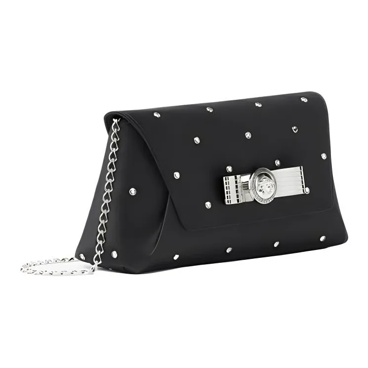 FANSIZHE Viscose One Shoulder Crossbody Clutch Women's Black & Silver-1