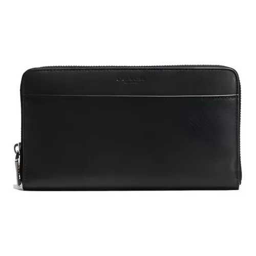 COACH Travel Wallet Cow Leather Card Holder Wallet Small Size Men's Black