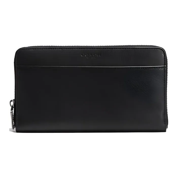 COACH Travel Wallet Cow Leather Card Holder Wallet Small Size Men's Black-0