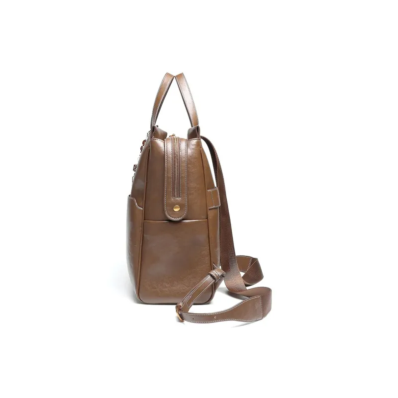 Mulinsen Synthetic Leather Backpack Unisex Black/Light Coffee-12
