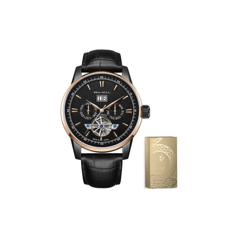 Sea Gull Masterpiece Collection Automatic Mechanical Movement Genuine Leather Strap Watch Men's Watches White Dial-15