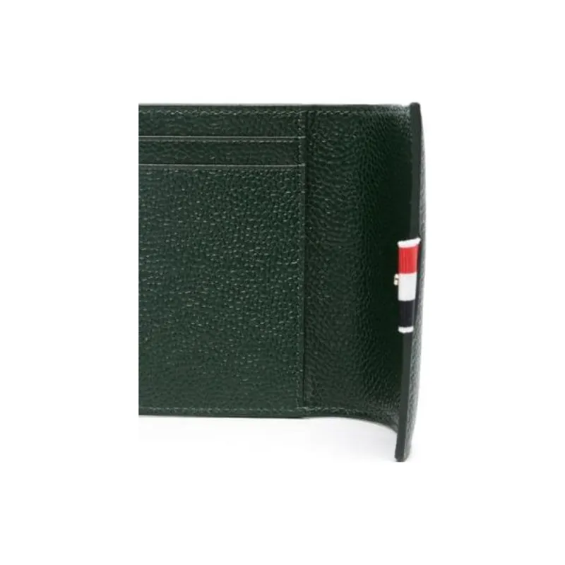 THOM BROWNE Rwb Stripe Pebbled Leather Wallet-4
