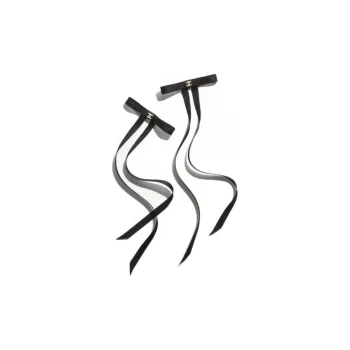 CHANEL Silk Hair Clips Women's Black