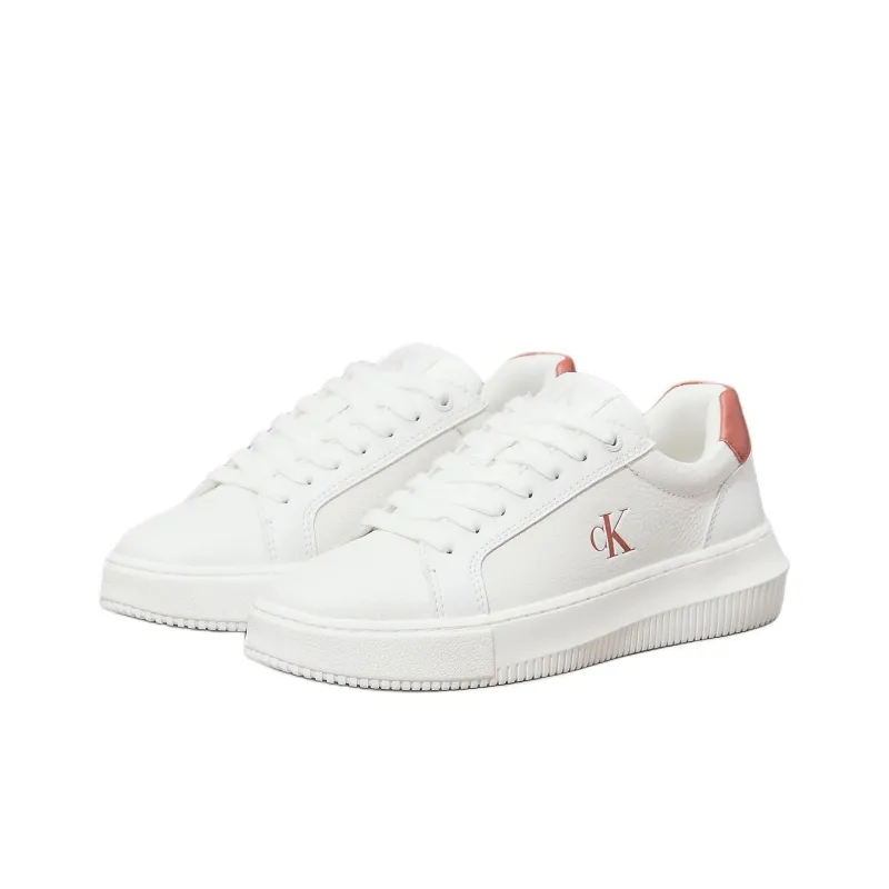 CKJ CALVIN KLEIN JEANS Low-Top Skateboard Shoes Women's White Red-1