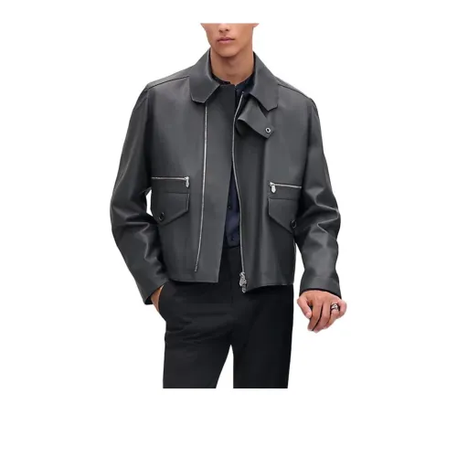 HERMES Leather Jacket Men's Black
