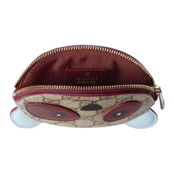 GUCCI Coated Canvas Coin Purse Women's Beige & Dark Brown-3