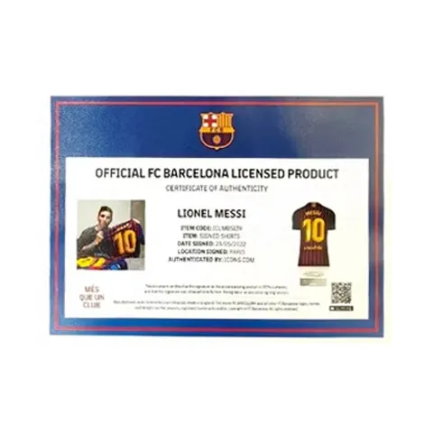 Three For FC Barcelona 2018 19 Season Jersey Framed, Outer Frame Approximately 65x85cm, Icons Certificate Unisex-4