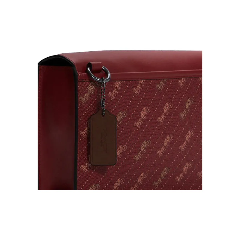 COACH Turner Canvas With Leather Small Square Bag Shoulder Bag Crossbody Bag Small Size Men's Red-3