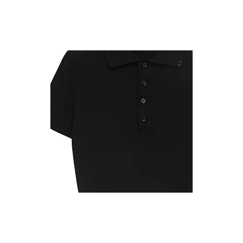 LOEWE Cropped Silk Polo Sweater Black-3