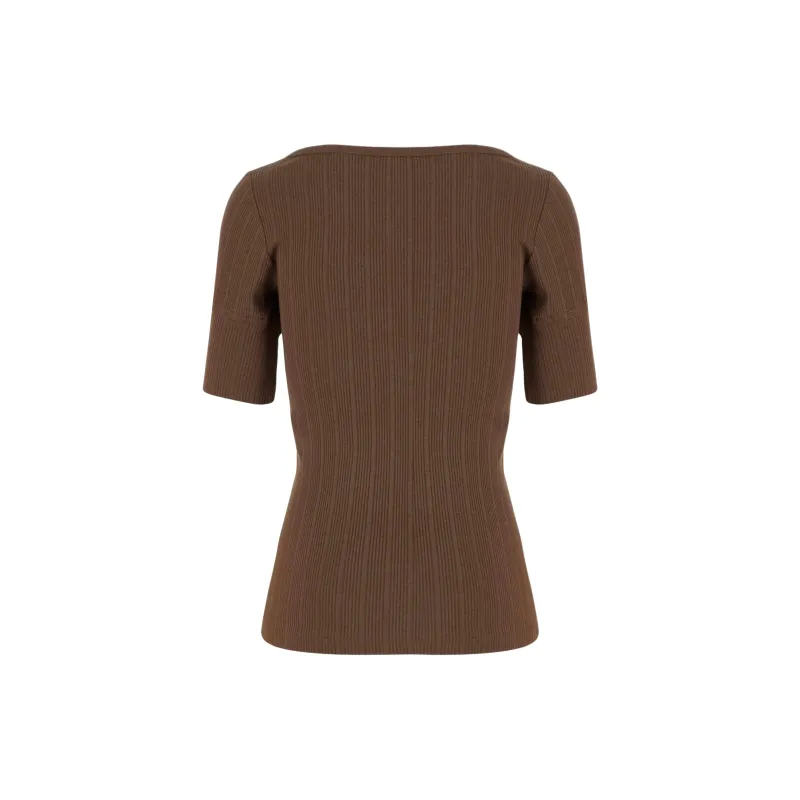 Patou Scoop neck Ribbed T shirt-1