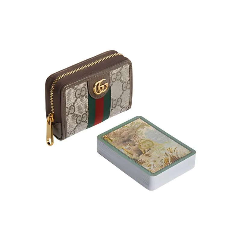 GUCCI Ophidia Canvas With Leather Coin Purses Card Holders Regular Unisex Brown/Ebony-3