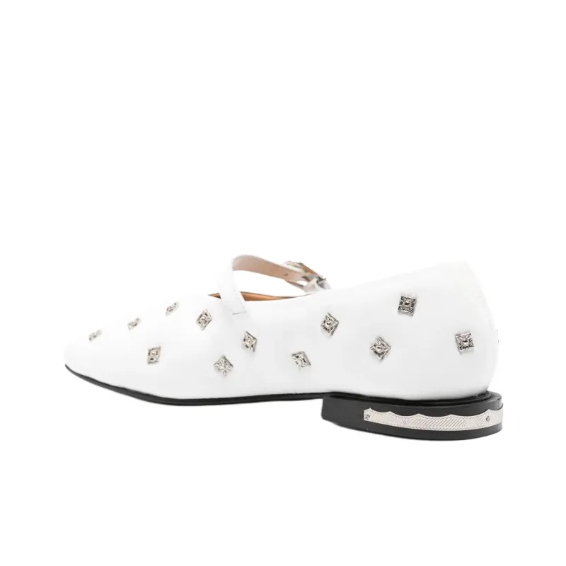 Toga Pulla Chunky Heel Casual Single Shoes Women's White-4