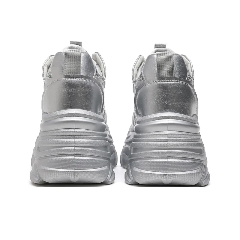 CARDANRO Small sized Sky Vegetables Chunky Sneakers Women's Low Top White/Silver-9