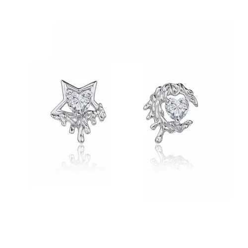 BAIJUAN S999 Fine Silver Stud Earrings Women's