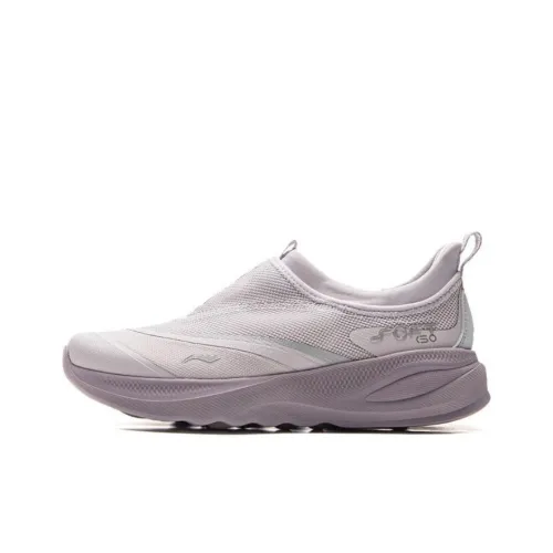 LiNing SOFT GO 2 Cushioned Slip-Resistant Abrasion-Resistant Low-Top Casual Shoes Women's Purple Gray