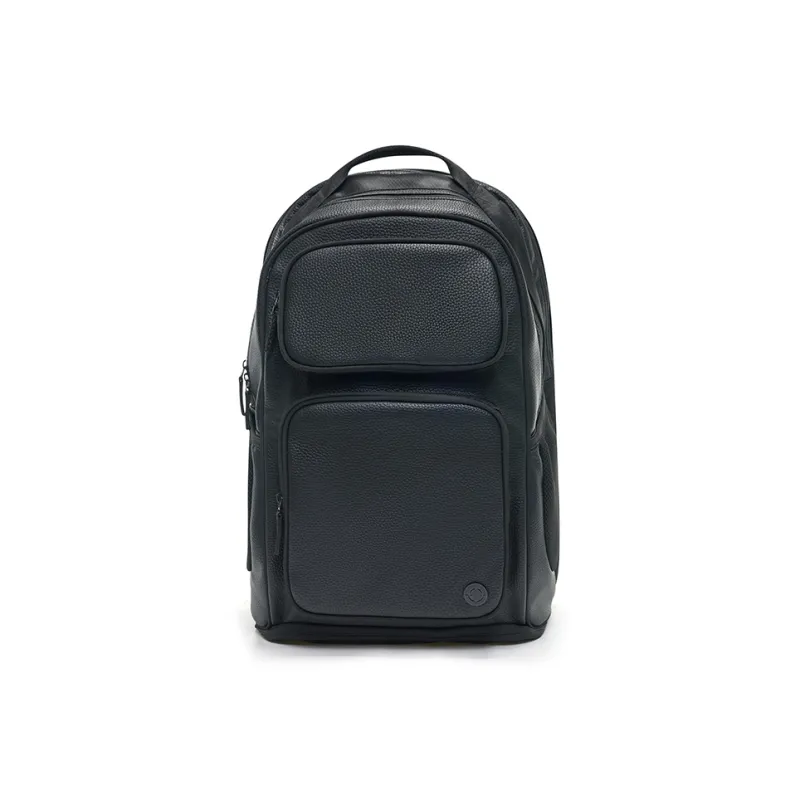 RIGORER New Litchi Grain PU Leather Backpack Unisex Black/White-0
