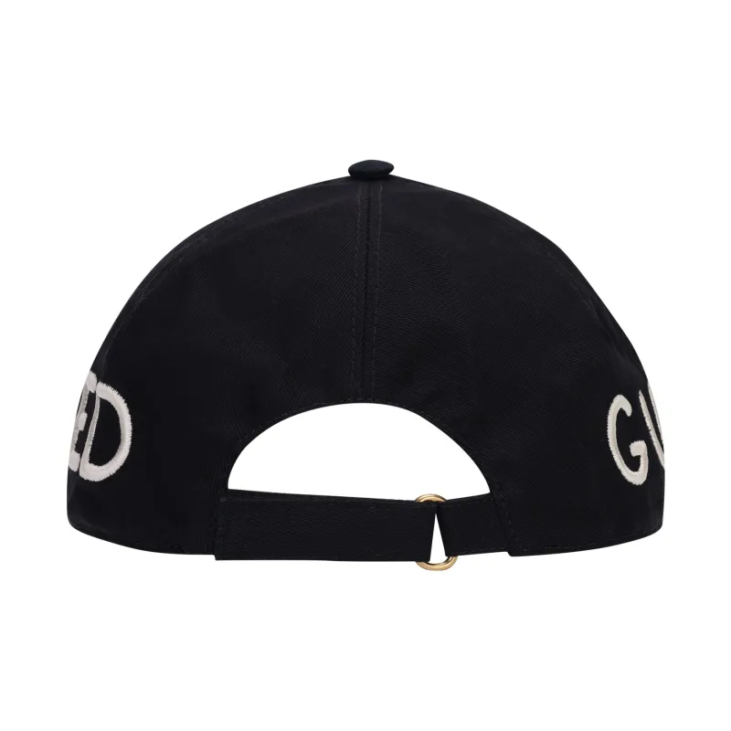 GUCCI Embroidered Canvas Baseball Hat Black Women's-3