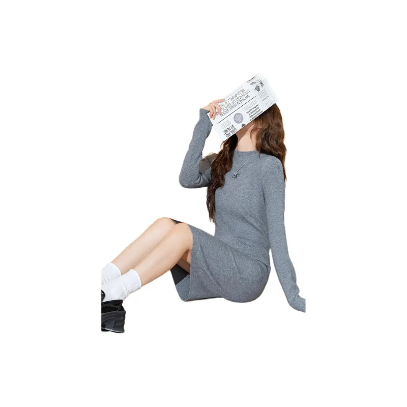 Tonlion Long Sleeved Dresses Women's Light Gray-1
