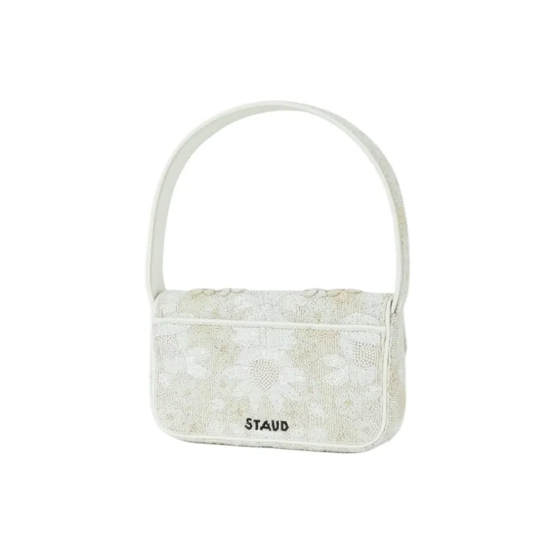 Staud TOMMY Glass Shoulder Bag Medium Size Women's White-1