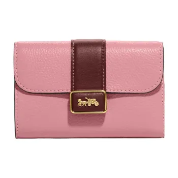 COACH Grace Pebbled Leather Clutch Wallet Women's Pink & Burgundy