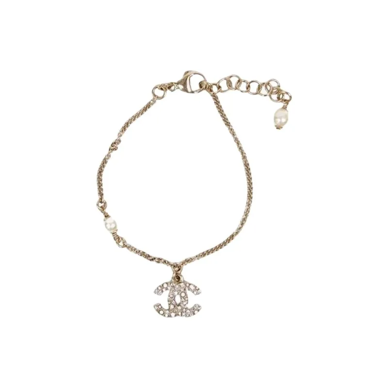 CHANEL Rhinestone Pearls Bracelets Women's Gold-0