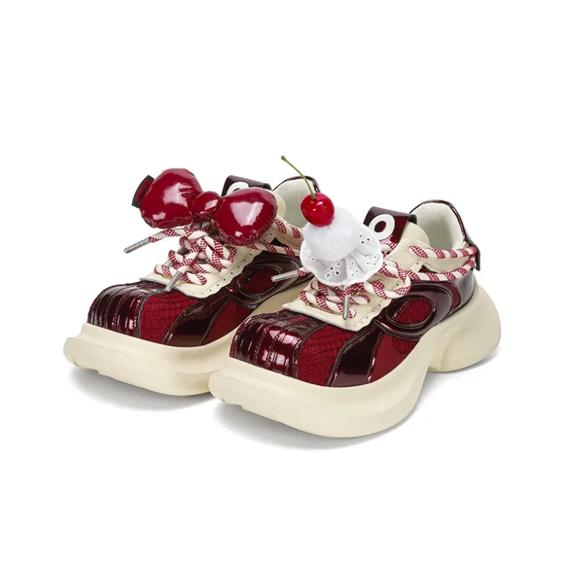 Ouder Street Anti-Slip And Wear-Resistant Height Increasing Low-Top Casual Shoes Women's Red-2