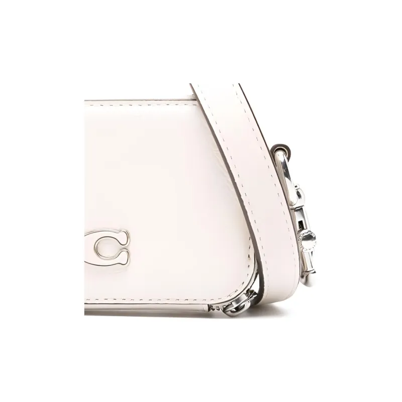 COACH Calfskin Messenger Bag, Shoulder Bag, Crossbody Bag Women's Chalk White-4