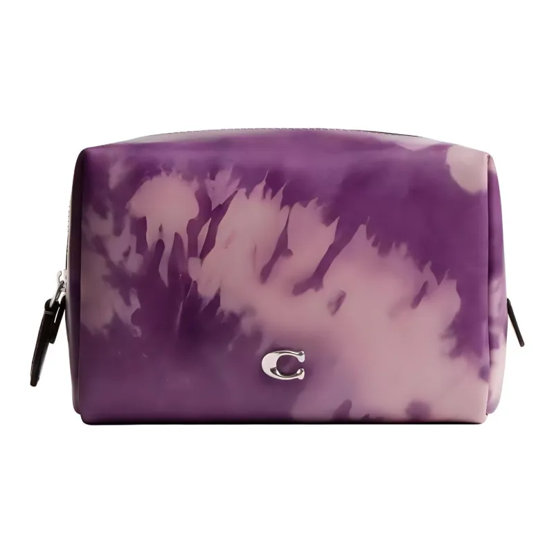 COACH Leather Makeup Bag Trumpets Women's Purple-0