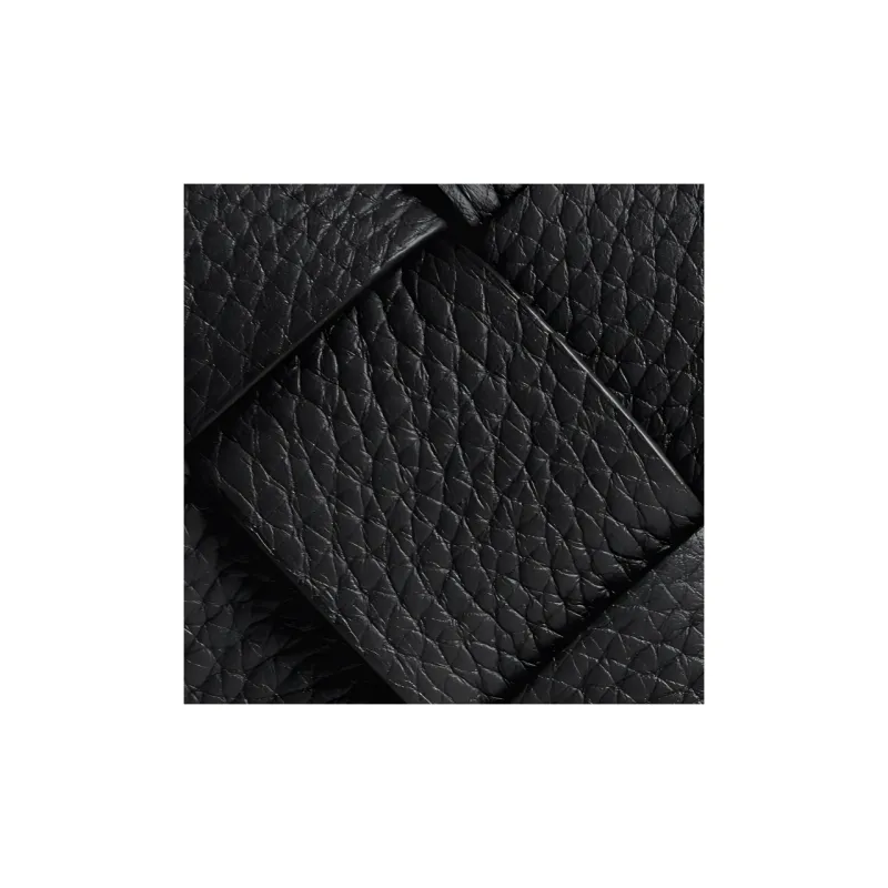 Bottega Veneta Grained Intreccio Leather Patchwork Calfskin Hobo Bag Shoulder Crossbody Men's Black-3