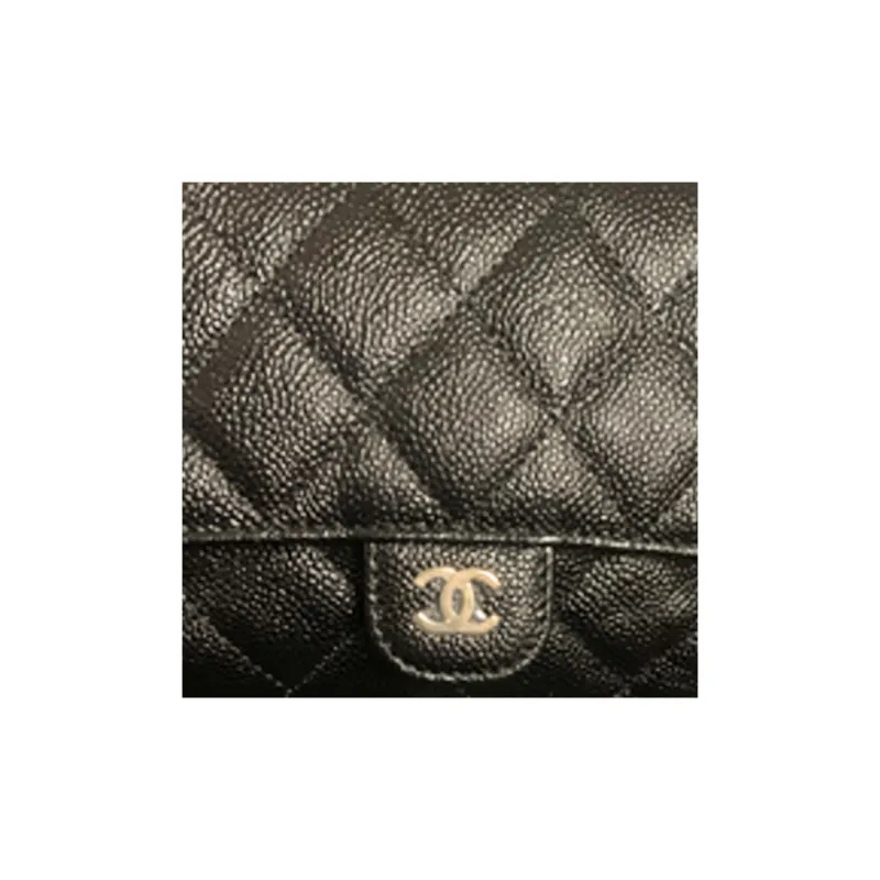 CHANEL Caviar Cow Leather Flap Bag, Crossbody Bag, Shoulder Bag Women's Black-3