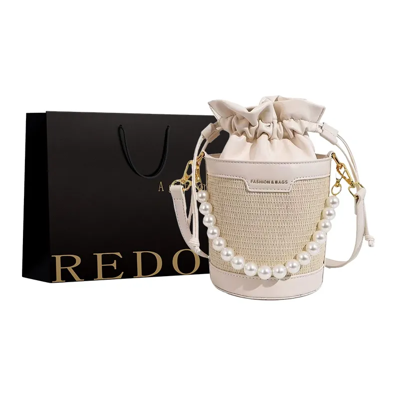 REDOO Woven Handbag Shoulder Bag Crossbody Bag Women's White/Black/Brown-0