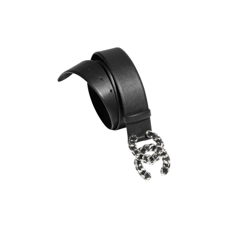 CHANEL Calfskin Leather Belts Women's Black -1
