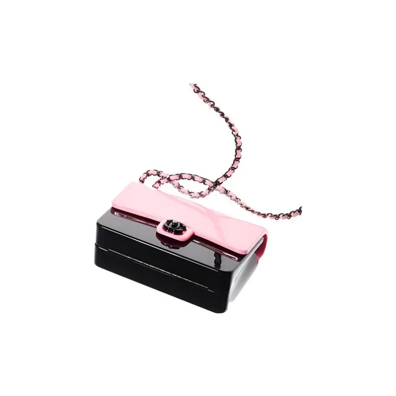 CHANEL 21K Winter Resin Shoulder Bag, Crossbody Bag Mini Women's Light Pink & Black-2