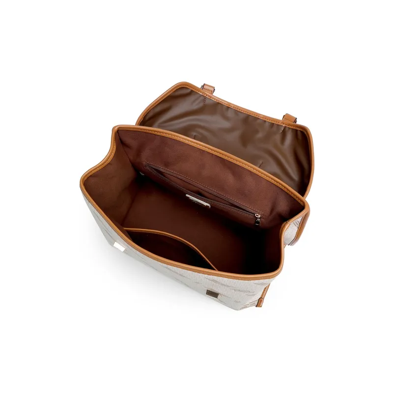 Mulinsen Synthetic Leather Backpack Regular Unisex Ecru/Coffee-4