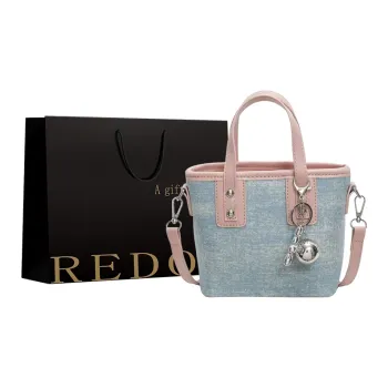 REDOO Denim Shoulder Bag, Crossbody Bag, Handbag Regular Women's Blue/Ecru/Silver/Pink
