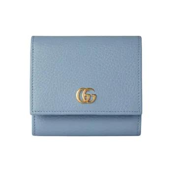 GUCCI Leather Wallet Medium Size Women's Light Blue