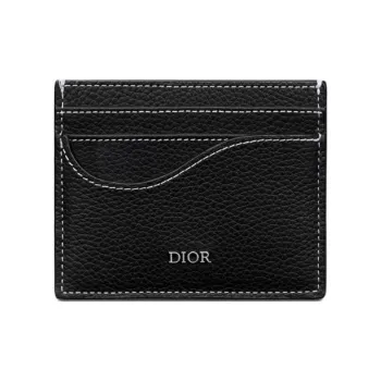 DIOR Grained Calfskin Saddle Card Holders Women's Black