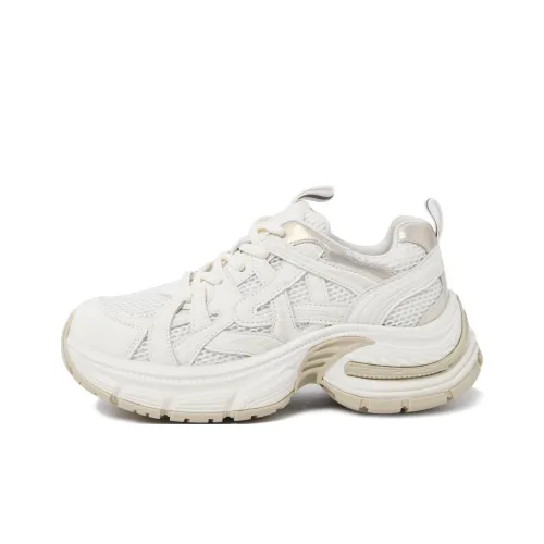 CAMEIDO Cushioning Height Increase Low Top Chunky Sneakers Women's Ecru