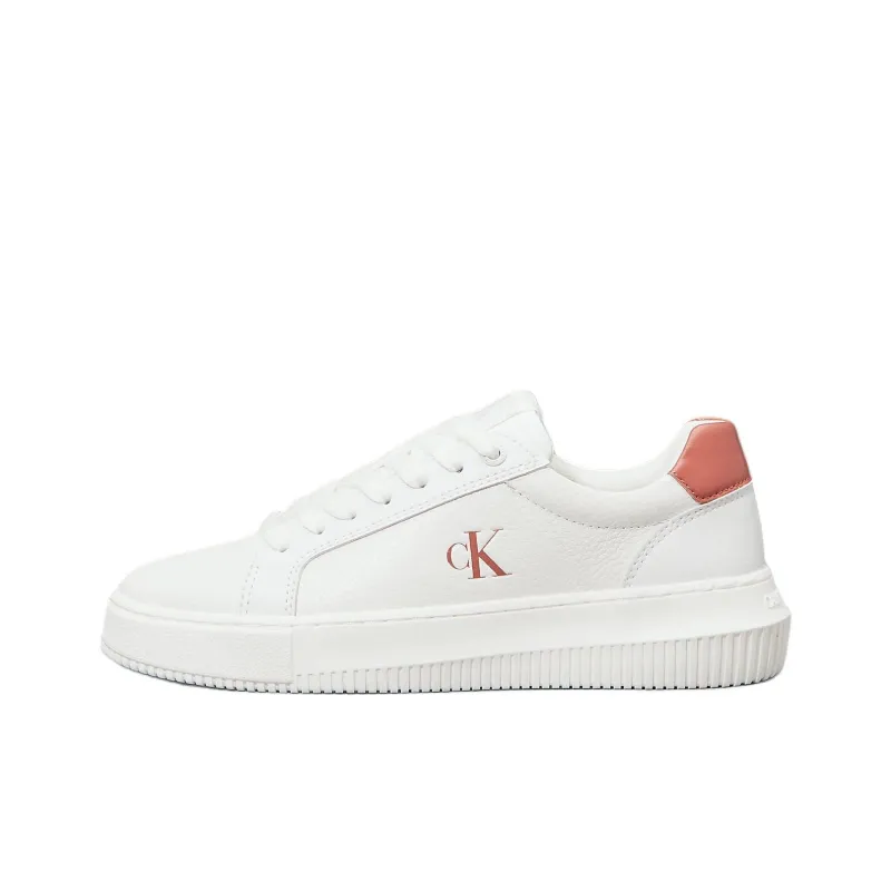 CKJ CALVIN KLEIN JEANS Low-Top Skateboard Shoes Women's White Red-0