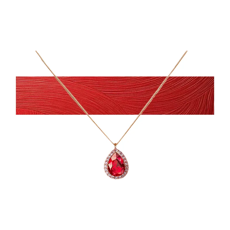 Givenchy Faux Crystal Necklaces Women's Red Waterdrop-0