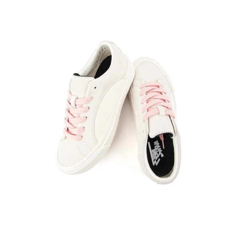 WANSWER Anti Slip Wear Resistant Low Top Skateboard Shoes Unisex Peach White-4