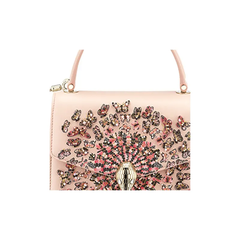 BVLGARI Mary Katrantzou X BVLGARI NAPPA Dermis One Shoulder Handbags Small Size Women's Pink-4