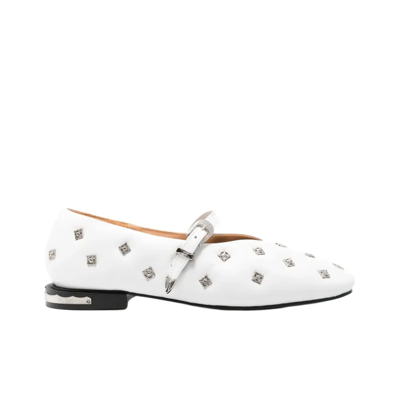 Toga Pulla Chunky Heel Casual Single Shoes Women's White-1